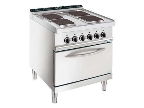 Elektroherd 4 quadratische Kochplatten inkl. Backofen GN...