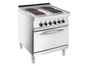 Elektroherd 4 quadratische Kochplatten inkl. Backofen GN...