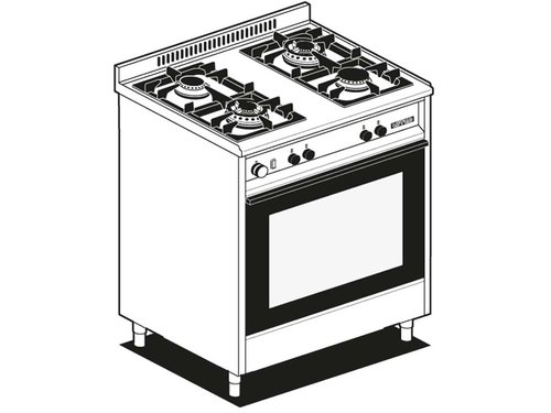 GasHerd 4 Brenner mit Gas Backofen 800 x 600 x 910 mm
