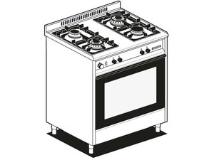 GasHerd 4 Brenner mit Gas Backofen 800 x 600 x 910 mm