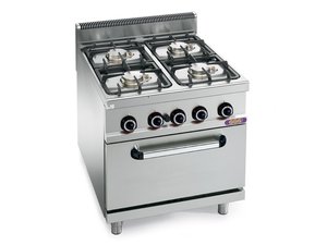 Gasherd 4 Flammen 4x 6kW mit Backofen 800x700x850mm