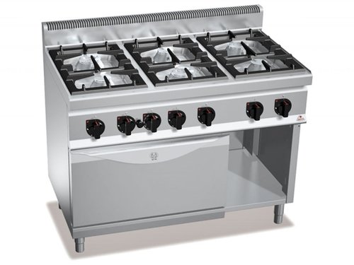 6 Flammen Gasherd mit Elektro-Backofen GN 2/1, 4...