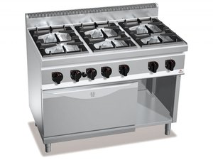 6 Flammen Gasherd mit Elektro-Backofen GN 2/1, 4...