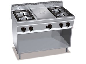 Bertos G7T4P4FM 4-Flammen-Gasherd mit Glhplatte...