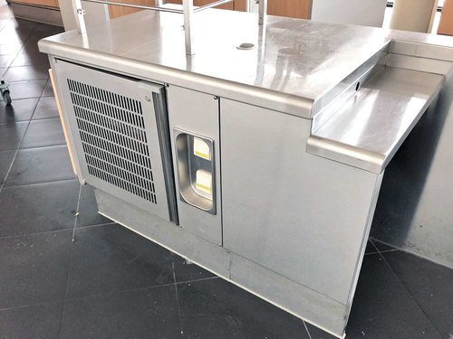 Kassenplatz Rieber mit Tablettrutsche, BTH 210 x 80 x 151 cm, Dekor Buchenholz