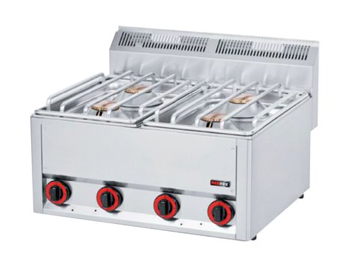 4 Flammen-Gaskocher, gepresste Kochmulde, Auftischgert,...