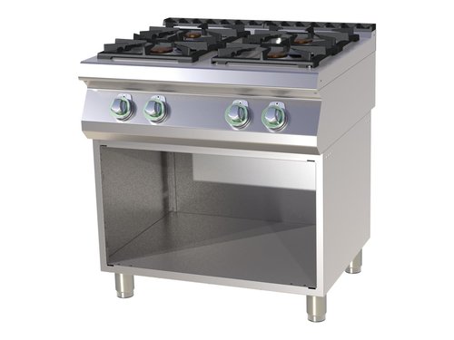 Gasherd, 4 Flammen, auf offenem Unterbau, 800 x 730 x 900 mm