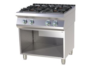 Gasherd, 4 Flammen, auf offenem Unterbau, 800 x 730 x 900 mm