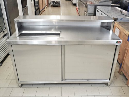 Arbeitsschrank 2 Schiebetren mit Edelstahl-Aufsatz, 155...