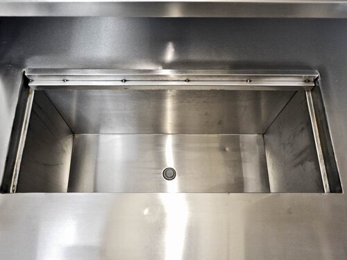 Arbeitsschrank 2 Schiebet�ren mit Edelstahl-Aufsatz, 155 x 70 x 85 cm