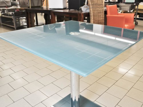 Glastisch, Bistrotisch mit quadratischer Glasplatte, 80 x 80 x 76 cm
