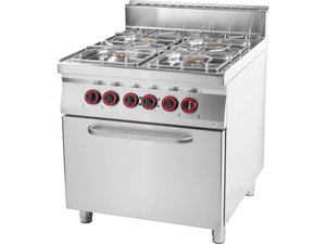 Gasherd 4 Brenner, mit Elektrobackofen (Umluft) 230 V, GN...