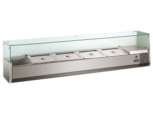 Aufsatzkhlvitrine mit Glasaufsatz 2000x335x430mm 9 x 1/3 GN