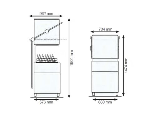 Haubensplmaschine Omniwash SEI 1P mit Nachsplmitteldosiergert