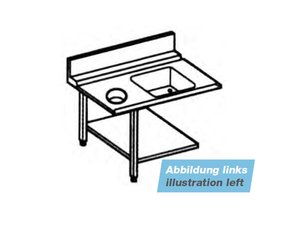 Zulauftisch links mit Schacht 06 CDX 1300 x 780 x 850 mm...