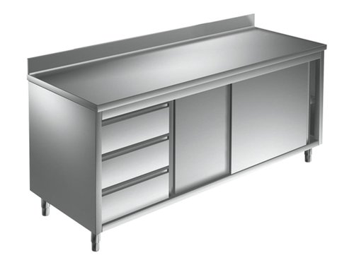 Arbeitsschrank Schubladen links 180 x 60 x 85 cm - Aufkantung