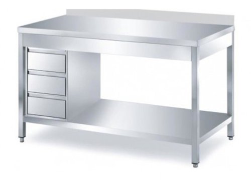 Arbeitstisch mit Schubladen links 140 x 60 x 85 cm - Grundboden + Aufkantung