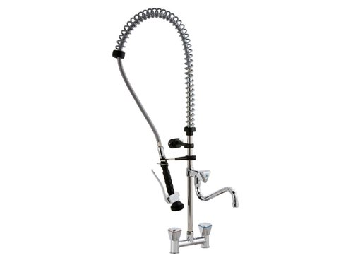 Geschirrbrause DN18 mit 2-Loch-Wandmischbatterie und separatem Wasserhahn, inkl. Wandhalterung