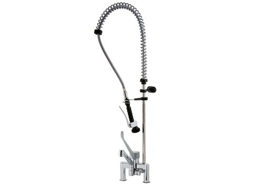 Geschirrbrause DN20 mit 2-Loch-Wandmischbatterie und Einhebelmischer, inkl. Wandhalterung