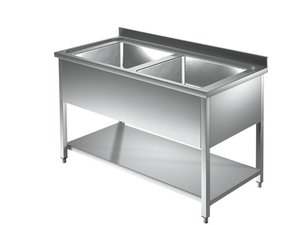 Sp�ltisch 2 Becken mittig 100 x 60 x 85 cm