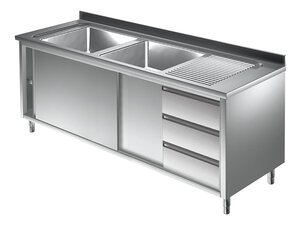 Sp�lschrank Bautiefe 60 cm, 2 Becken links, mit...