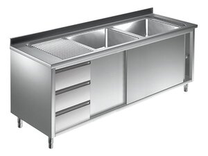 Sp�lschrank Bautiefe 60 cm, 2 Becken rechts, mit...