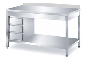 Arbeitstisch, Bautiefe 60 cm, 3 Schubladen links, mit...