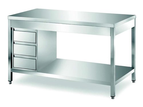 Arbeitstisch, Bautiefe 60 cm, 3 Schubladen links, mit...