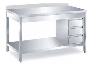 Arbeitstisch, Bautiefe 70 cm, 3 Schubladen rechts, mit...