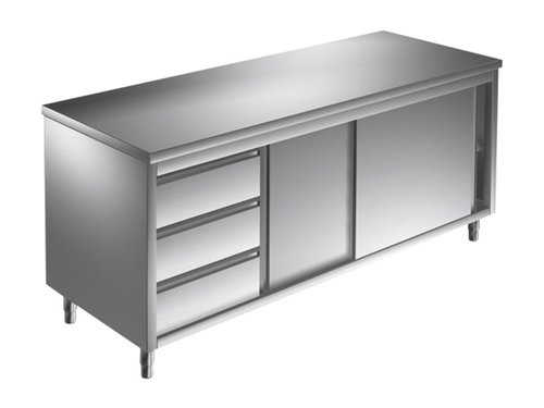 Arbeitsschrank, Bautiefe 70 cm, 3 Schubladen links und...