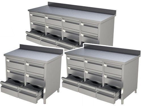 Schubladenschrank, Bautiefe 70 cm, mit 6 bis 12 Schubladen, mit Aufkantung, in verschiedenen Breiten