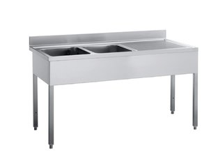 Sp�ltisch Bautiefe 60 cm, 2 Becken links, mit...