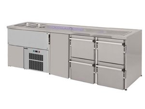 Ausschanktheke 2500x700x950 mm, 1 Tr, 4 Schubladen,  2...