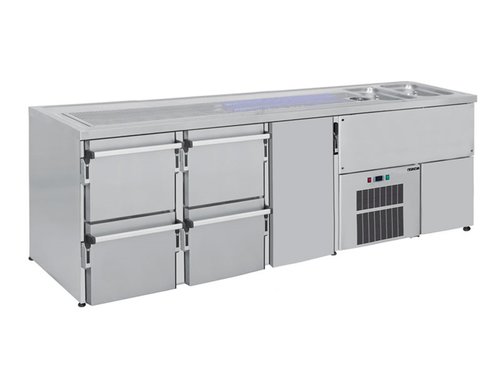 Ausschanktheke 2500x700x950 mm, 1 Tr, 4 Schubladen,  2...