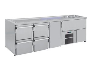 Ausschanktheke 2500x700x950 mm, 1 Tr, 4 Schubladen,  2...