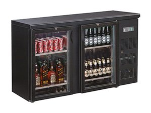 Flaschenk�hltisch mit 2 Glast�ren, 1462x513x860 mm,...