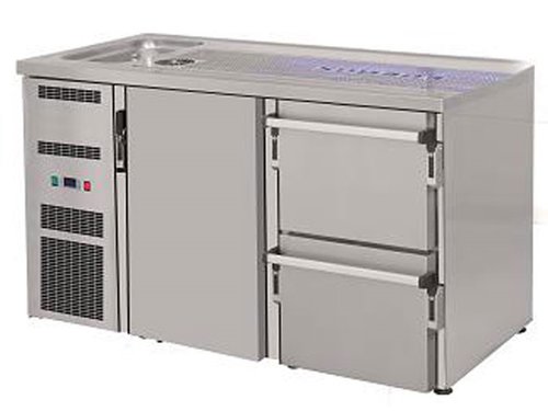 Ausschanktheke 1550x700x950 mm, 1 Tr, 2 Schubladen, 1...