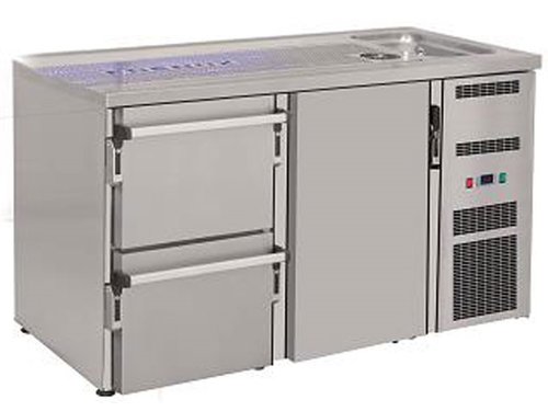 Ausschanktheke 1550x700x950 mm, 1 Tr, 2 Schubladen, 1...