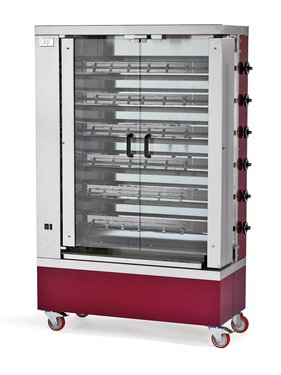Gas Hhnchengrill fr 24 - 30 Hhnchen mit 6 Brenner rollbar