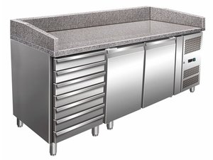 Pizzatisch mit Granit Arbeitsplatte, 428 Liter, 2025x800x1000 mm