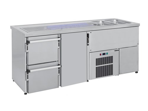 Ausschanktheke 1950x700x950 mm, 1 Tr, 2 Schubladen, 2...