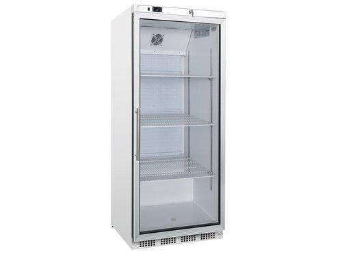 Lagerkhlschrank mit Glastr, 520 Liter wei, rollbar,...