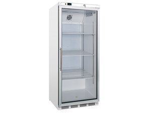 Lagerkhlschrank mit Glastr, 520 Liter wei, rollbar,...