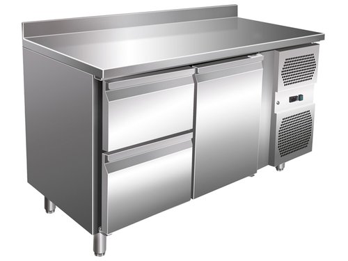 K�hltisch mit 1 T�r 2 Schubladen, Aufkantung 100 mm, 314 Liter, GN1/1, -2�C/+8�C, 1360x700x860 mm