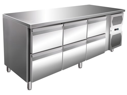 K�hltisch mit 6 Schubladen, 464 Liter, GN 1/1, 1795 x 700 x 860 mm, ohne Aufkantung