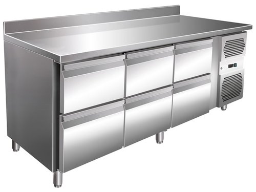 Khltisch mit 6 Schubladen, 464 Liter, GN 1/1, 1795 x 700 x 860 mm, 100 mm Aufkantung