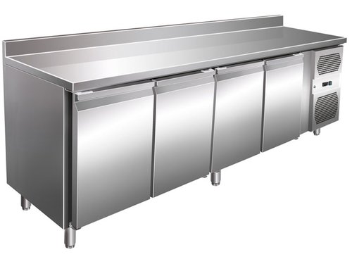 K�hltisch mit 4 T�ren, 616 Liter, GN1/1, mit Aufkantung, BTH 223 x 70 x 86 cm