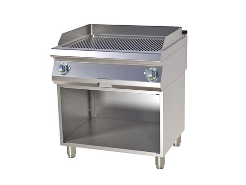 Elektro Griddleplatte gerillt, Arbeitsplatte aus Chrome, 800 x 730 x 900 mm