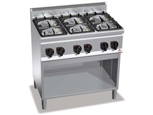Gasherd mit 6 Brennern, Bertos G6F6MPW, 900x600x900 mm,...