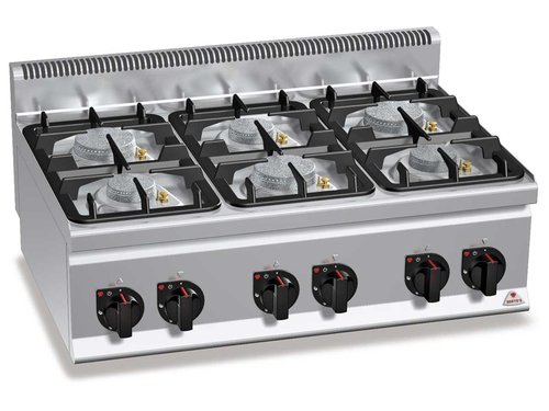 Gasherd mit 6 Brennern, Bertos G6F6BPW, 900x600x290 mm